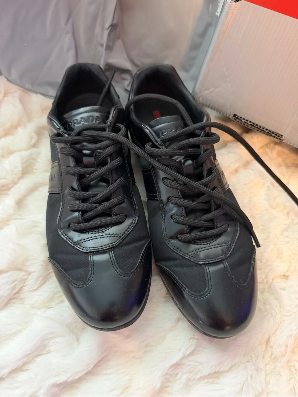 Prada Black Leather Men’s Low-Top Sneakers
